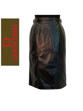 DANIER Leather vintage black leather skirt size 4